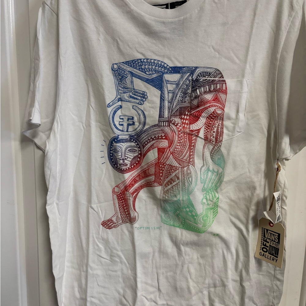 Vans White Tee with Multicolor Graphic